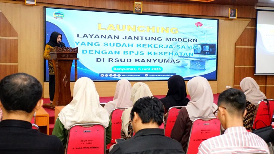 Wakil Bupati Banyumas Dwi Asih Lintarti saat memberikan sambutan dalam peluncuran Layanan Jantung RSUD Banyumas berbasis Cathlab yang bekerja sama dengan BPJS Kesehatan